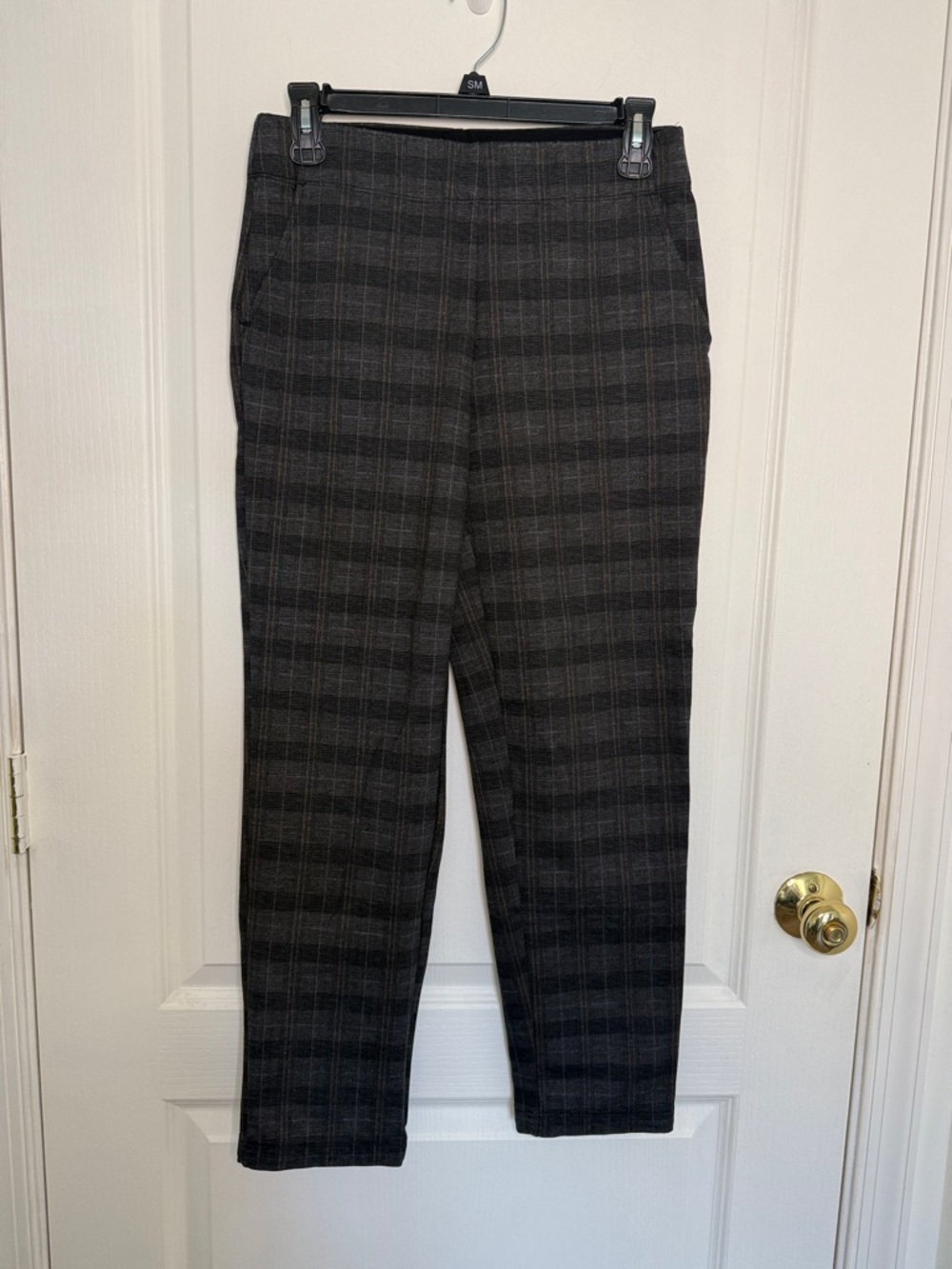 Max Studio Stretch Gray Plaid Work Pants